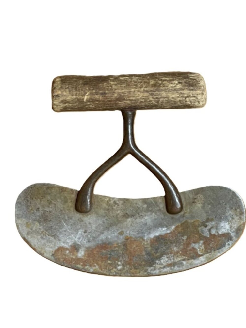 Antique Primitive Wishbone Food Chopper Rocker Mincer Wood Handle Farmhouse Deco
